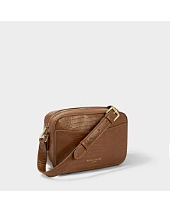 Katie Loxton Cara Faux Croc Crossbody Bag - Cognac